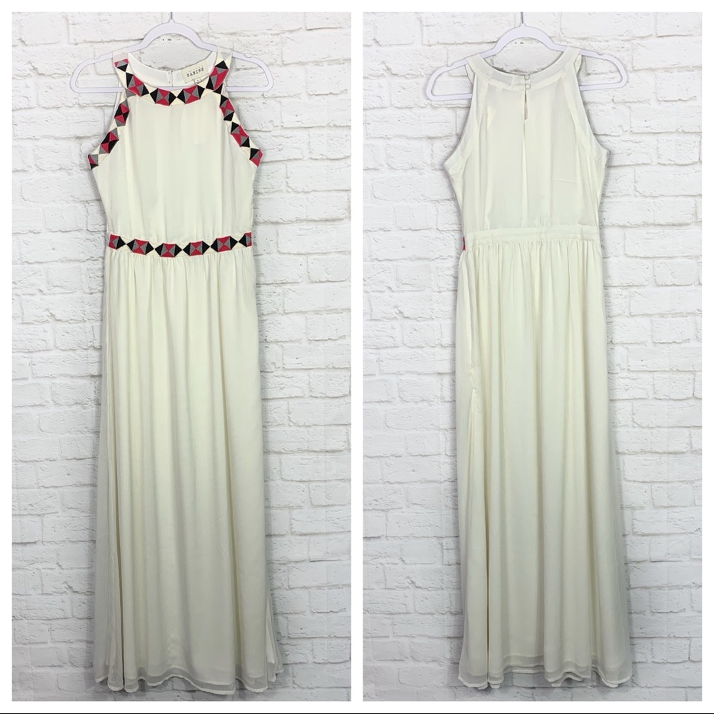 Sabine Embroidered Sleeveless White Maxi Dress NWT